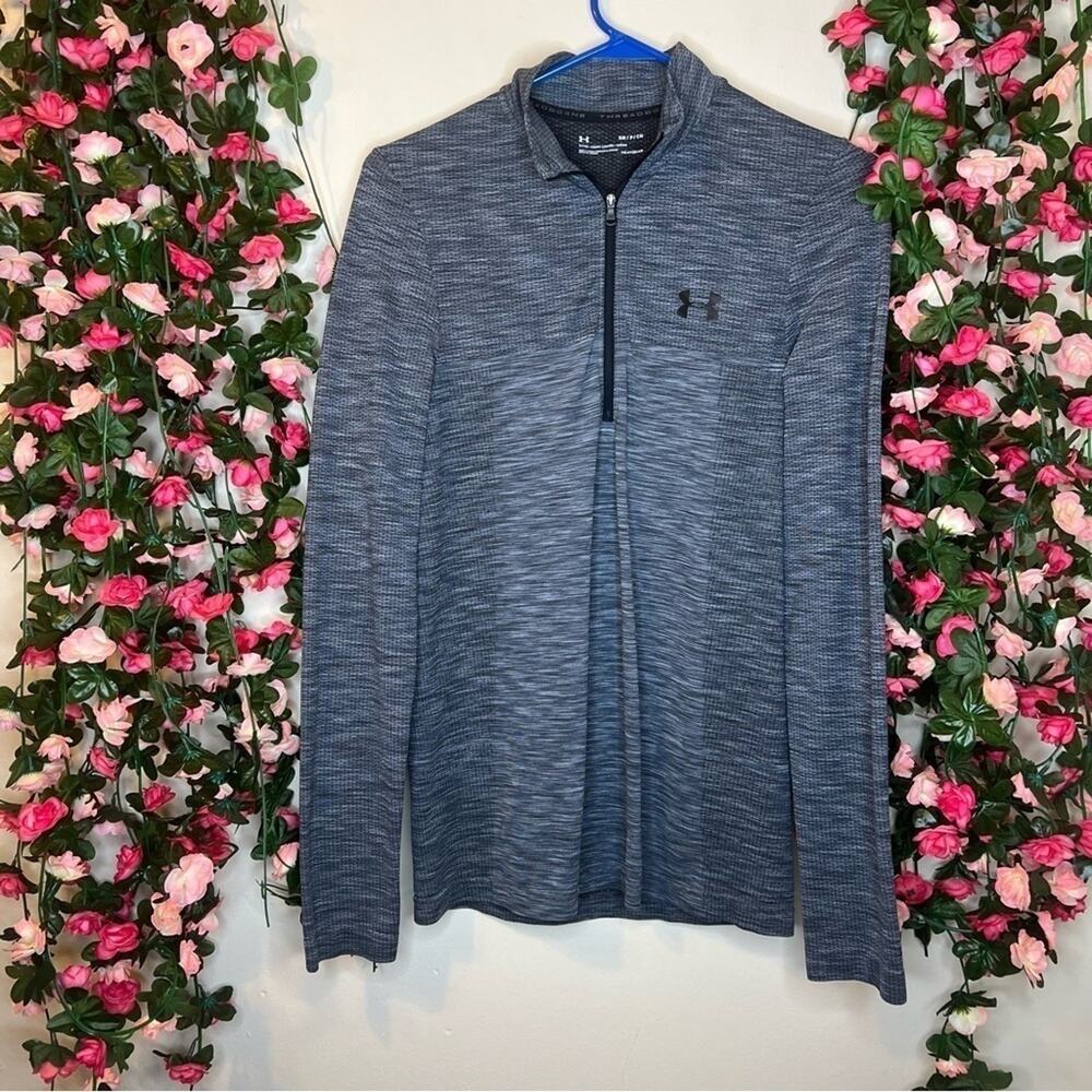 Under Armour HeatGear Men’s Gray 1/4 Zip Long Sleeve Athletic Top Size S